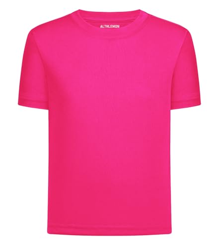 Neon Pink Kids Rash Guard UPF 50+ Dry Fit Shirt - 12 Years