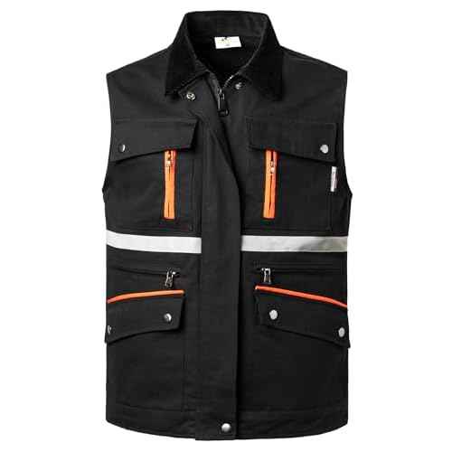 Tool Vest for Men Electrician Reflective Work Vest Carpenters Multi-Pockets Safety Vests