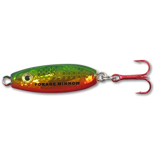 Forage Minnow Ice Fishing Jigging Spoon - 1/4 OZ Super Glow Chub