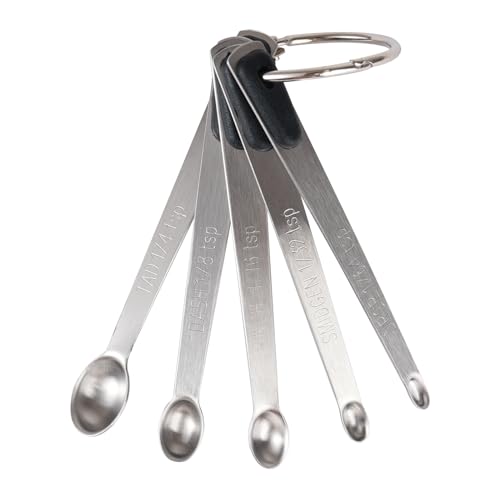 5-Piece Mini Measuring Spoon Set - Stainless Steel with Black Silicone Grip