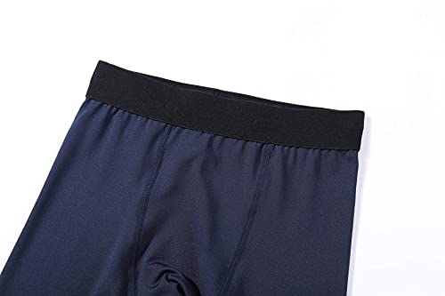 Boys Athletic Compression Pants - Thermal Soccer Hockey Tights - 10 Navy