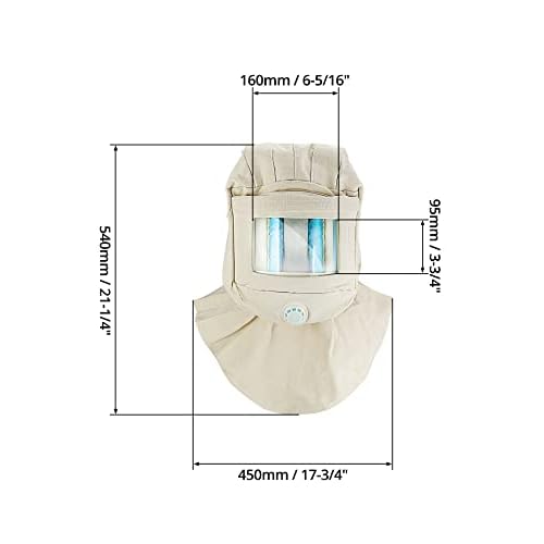 QWORK Sand Blasting Hood Cap, Shawl Sandblaster Protective Gear Mask, Anti Dust/Wind Sandblasting Tool Mask, Heat / Cut / Scratch Resistant Neck Protector, White