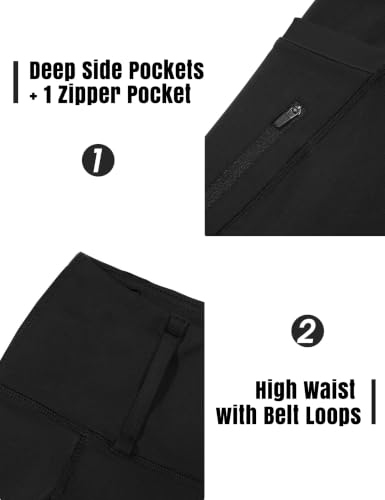 High Waist Equestrian Breeches for Girls - Silicone Grip, 3 Pockets, Medium/Black