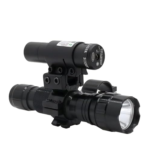 Tactical Flashlight Green Dot Sight Scope Combo with Rings Mount for Rifle Shotgun