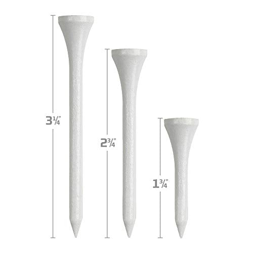 Izzo 1.75 Inch White Wood Golf Tees (200 Pack) for Golf Practice and Play