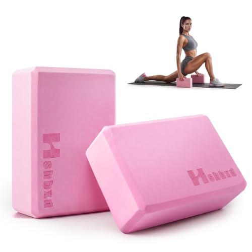 Yoga Blocks 2-Pack - High Density EVA Foam, Non-Slip, Pink