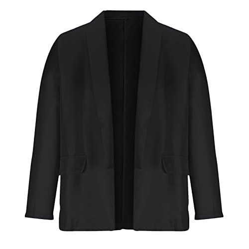 Womens Casual Blazer - Medium Black Long Sleeve Office Jacket