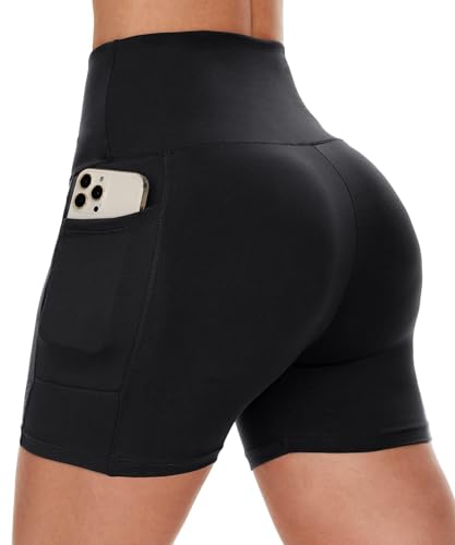 High Waisted Biker Shorts with Pockets - 3/5/8 Inch Yoga & Gym Shorts