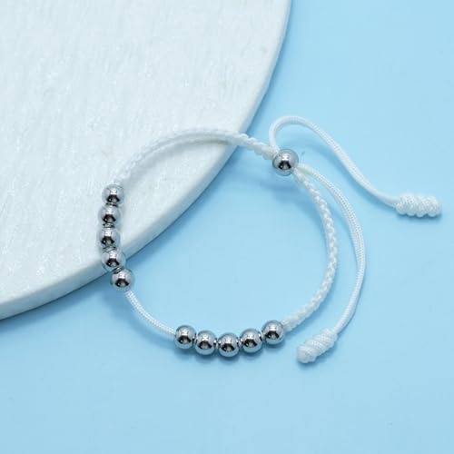Golf Score Counter Bracelet - 10 Beads, Resizable, White