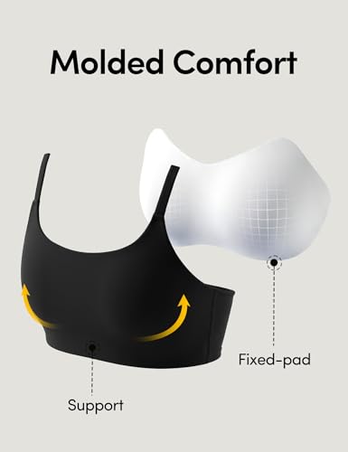 IUGA Sports Bra for Women Large Bust with Molded Cup, High Support, Black - Size Large