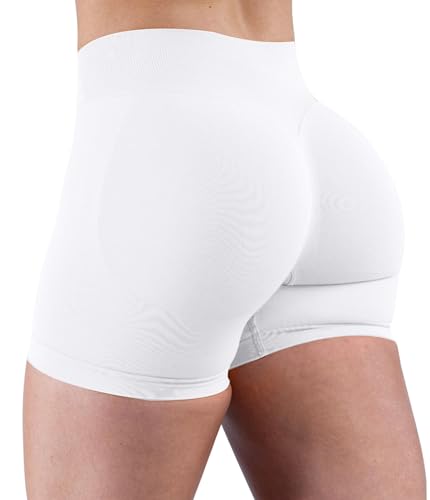 Unthewe Womens 4.5-inch Seamless Workout Shorts Small White Activewear