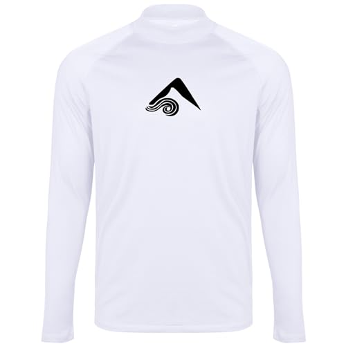 Boys' Long-Sleeve Rash Guard Swim Shirt - White, Size 14-16