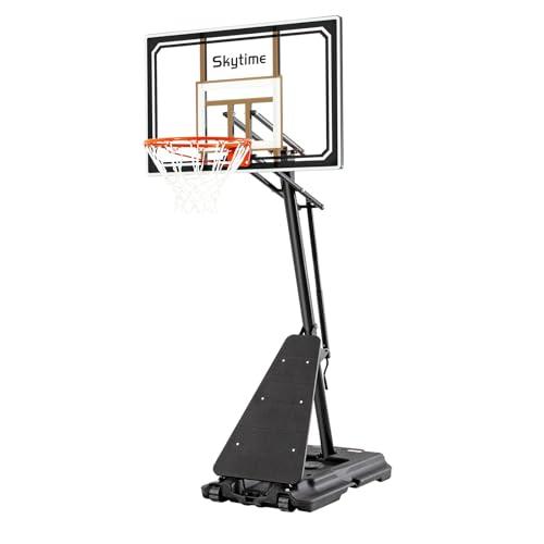 Portable Basketball Hoop - 44in Black Backboard, Adjustable 5.3-10ft Height