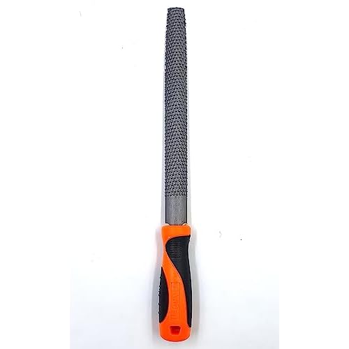 Edward Tools Harden 8" Half-Round Rasp Woodworking File with Rubber Handle - Heavy Duty Carbon Steel - Great for Rapid Removal of Material - Tool is 12" Long with Handle