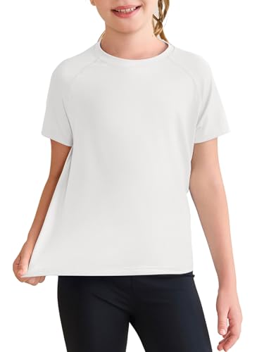 Kids Short Sleeve Quick Dry Athletic T-Shirt - White, 13-14 Years