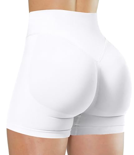 Unthewe Womens 4.5-inch Seamless Workout Shorts Small White Activewear