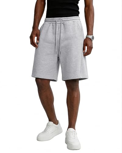Men's Baggy Sweat Shorts Lightweight Casual Athletic Pants Medium Light Gray