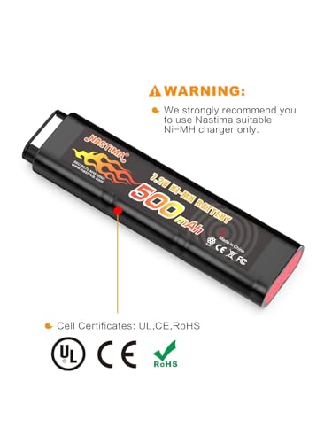 7.2V 500mAh Ni-MH Battery for Airsoft Guns - Compatible with CM030, CM121, Marui 18C, M93R
