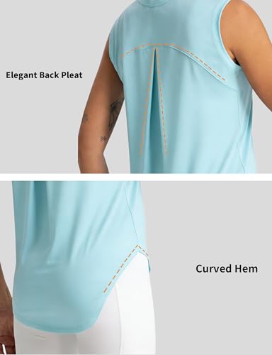 Women's Athletic Racerback Tank Top - Quick Dry UPF 50+ - Cyan - X-Small