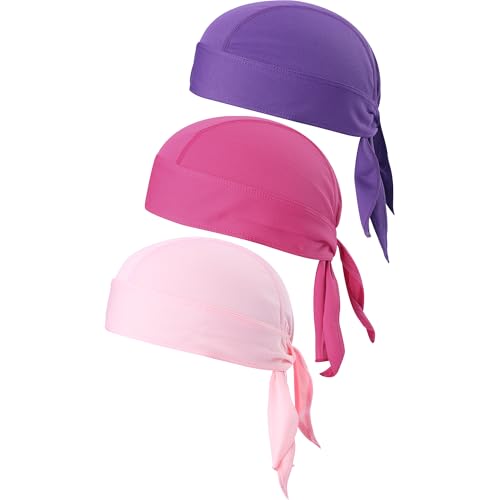 TOPLOR Skull Caps for Men - Cooling Bandana Cap Cycling Helmet Liner, Small-Large, Rose Red/Pink/Purple