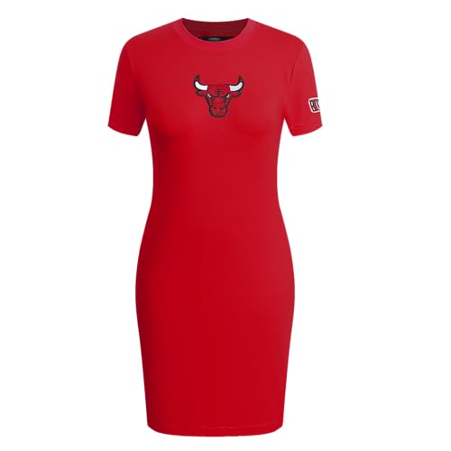 NBA Women’s Bodycon Dress - Chicago Bulls Chenille Classic Jersey Cotton, X-Large Red