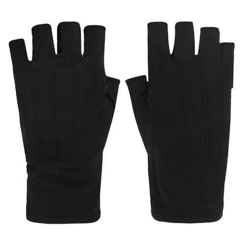 Lightweight Summer Fingerless Gloves - UV Protection, Black