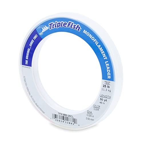 Monofilament Fishing Leader - Clear, 25 lb Test, 50 yd