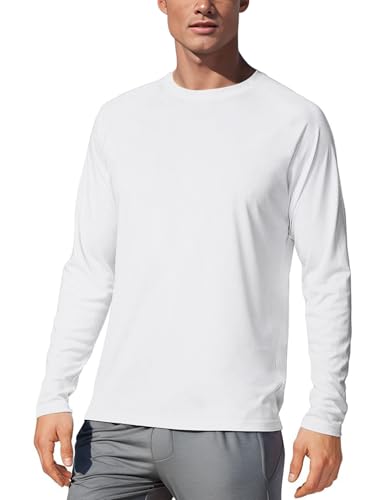 UPF 50+ Long Sleeve Sun Protection Shirt for Men - Large, White