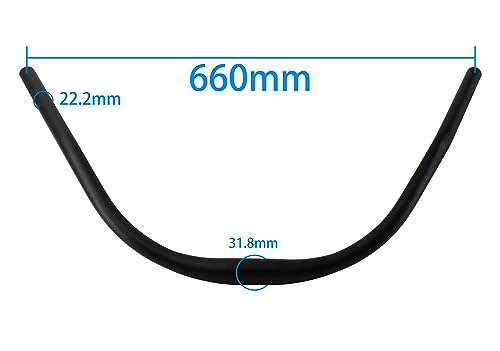 WEERAS 660mm Black Vintage Beach Bike Handlebars 31.8mm Clamp, 22.2mm End