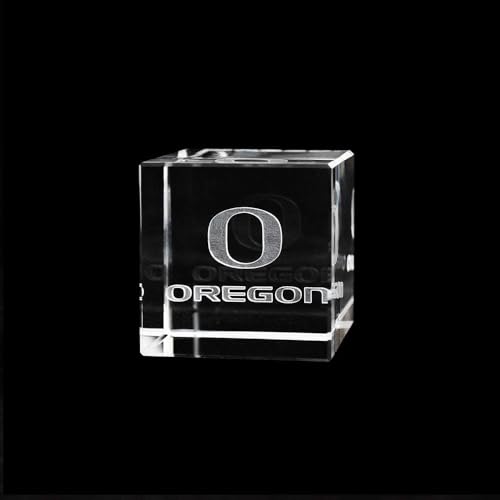 University of Oregon Crystal Cube - Laser-Engraved Glass Decoration
