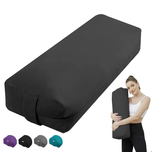 Rectangular Yoga Bolster Pillow - Black | Meditation Cushion for Support