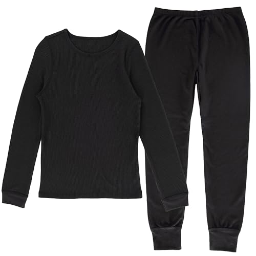 Fruit of the Loom Boys' Thermal Waffle Underwear Set - Black 10-12