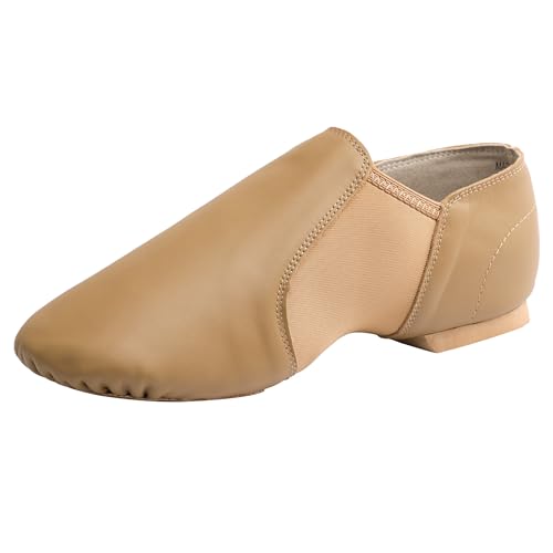 Linodes Leather Upper Jazz Dance Shoes for Women & Men - Brown, Size 14 Women / 13.5 Men