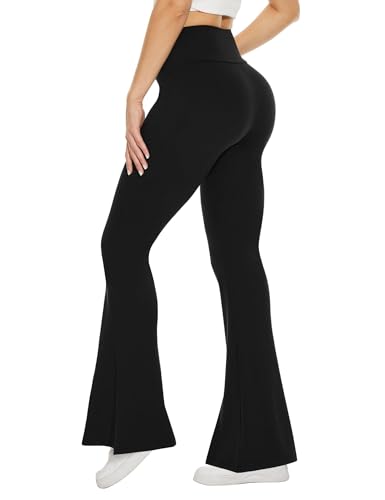 Crossover Yoga Pants with Pockets - Black Flare Leggings, V Rise Medium