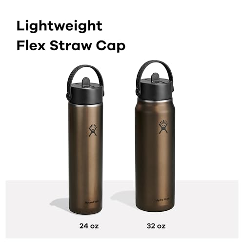 Hydro Flask 24 Oz Obsidian Insulated Stainless Steel Water Bottle with Wide Straw Lid