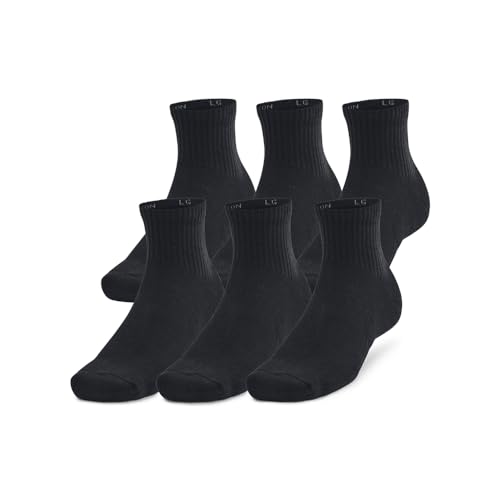 Under Armour Cotton Quarter Socks 6-Pack Large Black White 12