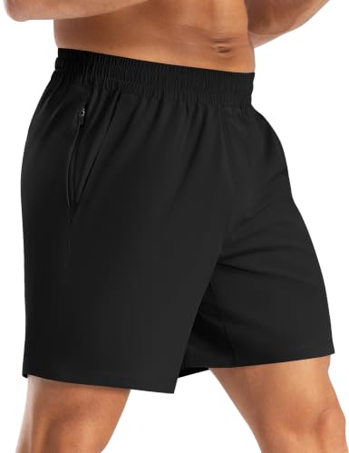 Men's Athletic Running Shorts - Quick Dry, Breathable, with Pockets - Medium/Black
