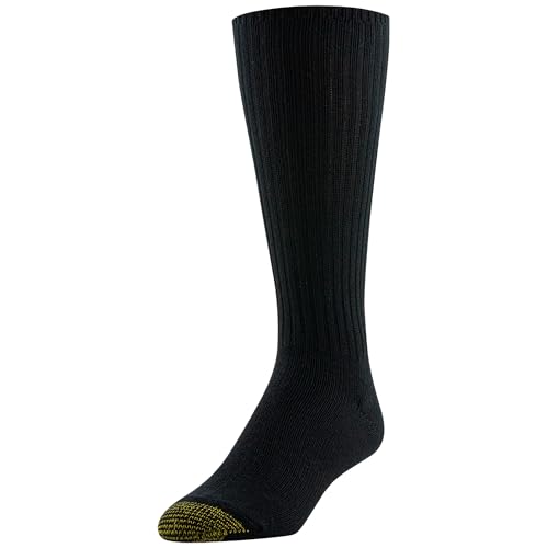 Goldtoe Men's Cotton Fluffies Crew Socks - Large, Black, 3-Pack