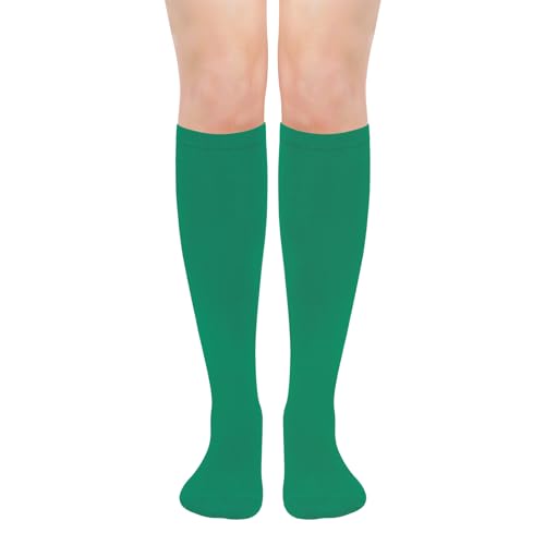 Knee High Socks for Women - Cotton Athletic Tube Socks - Grass Green - One Size
