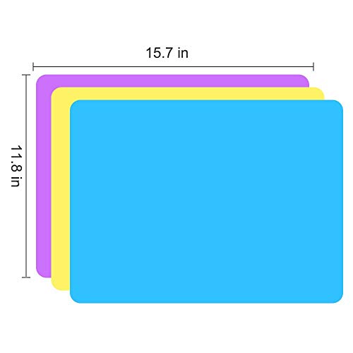 3 Pcs Silicone Mats for Crafts - Heat-Resistant, Blue, Purple & Yellow