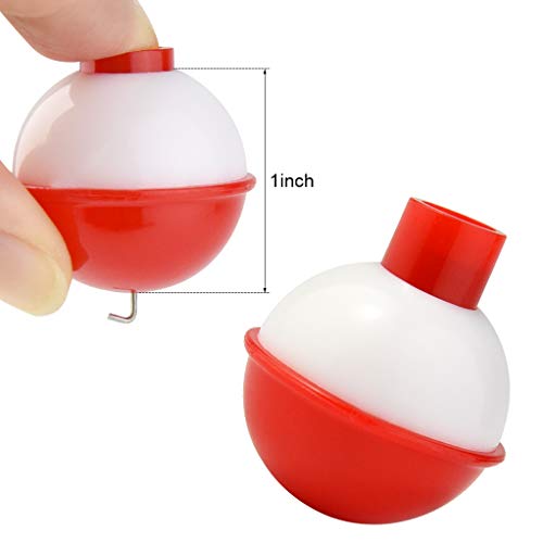 Round Fishing Bobbers Set - 20 PCS 1 Inch Red & White Floats