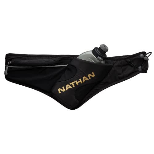 Hydration Waist Pack Belt with 18 oz Speed Draw Flask - Black/Gold