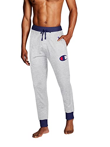 Men's Sleep Jogger Pants - Large, Oxford Gray Heather/Athletic Navy