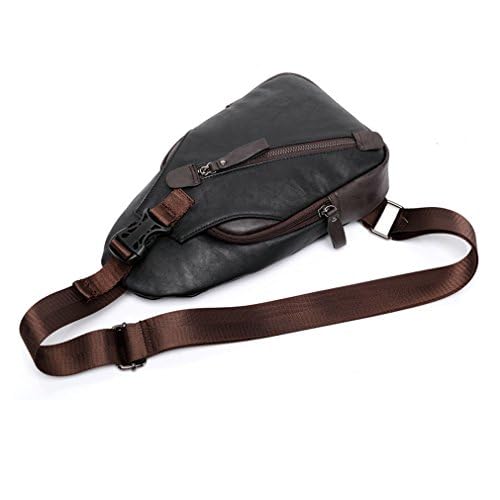 Hebetag Leather Sling Bag Crossbody Backpack for Men Women - Black #23