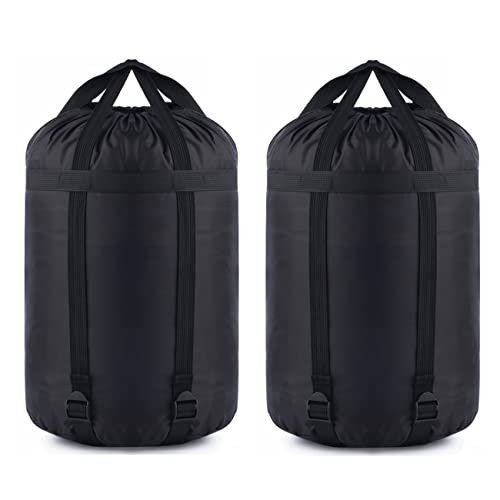 MOOCY 12L Black Waterproof Compression Sack 2-Pack for Sleeping Bags & Camping Gear