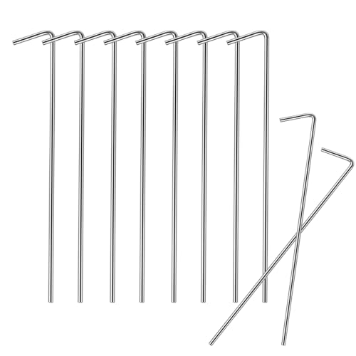 Heavy Duty Galvanized Steel Tent Stakes - 6.5 Inch Ground Pegs, 10 Pack