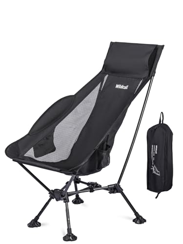 WildCall Black Lightweight Folding Camping Chair with Anti-Sinking Feet & 3-Position Recline
