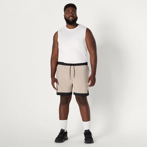 Men's Athletic Performance Stretch Gym Shorts - 6" Inseam - X-Large Beige/Black
