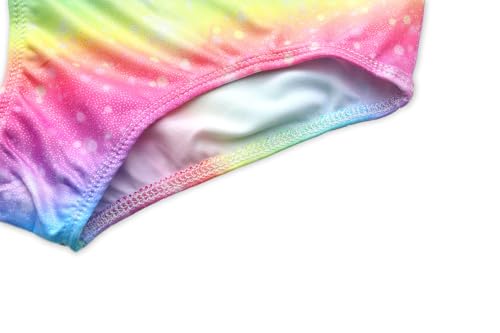 Girls Sparkle One Piece Swimsuit - Adjustable Strap, Rainbow-Pink, 5-6 Years