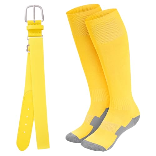 Youth Baseball Socks and Belt Combo Set - Adjustable Yellow